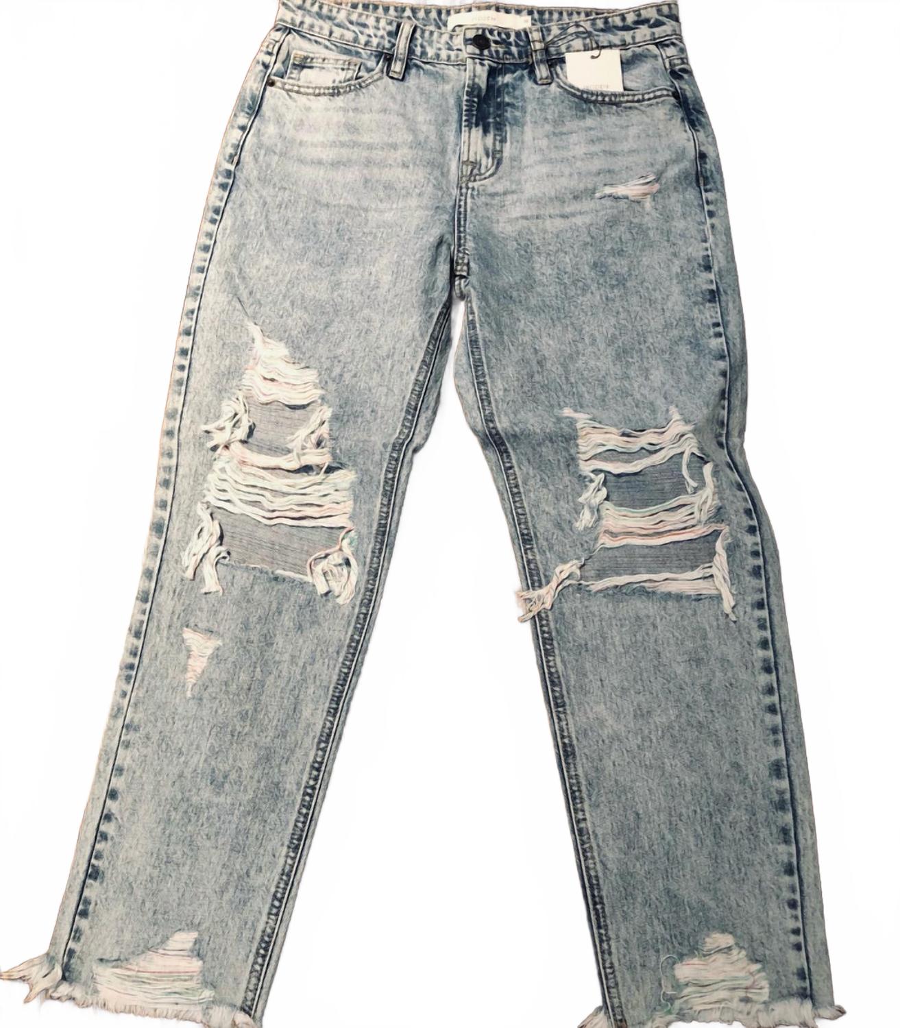 

Женские облегающие джинсы-бойфренды с высокой талией синего цвета HIDDEN