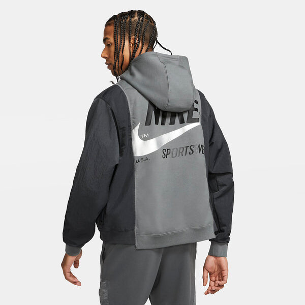 Куртка Nike Sportswear Hoodie 'Grey Black', серый — фото 4