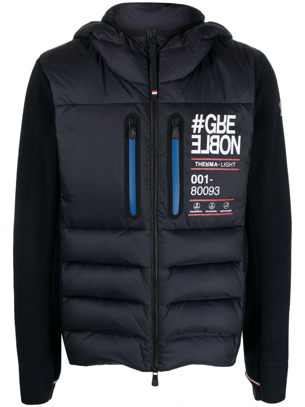 

Стеганая куртка с капюшоном и логотипом Moncler Grenoble, синий