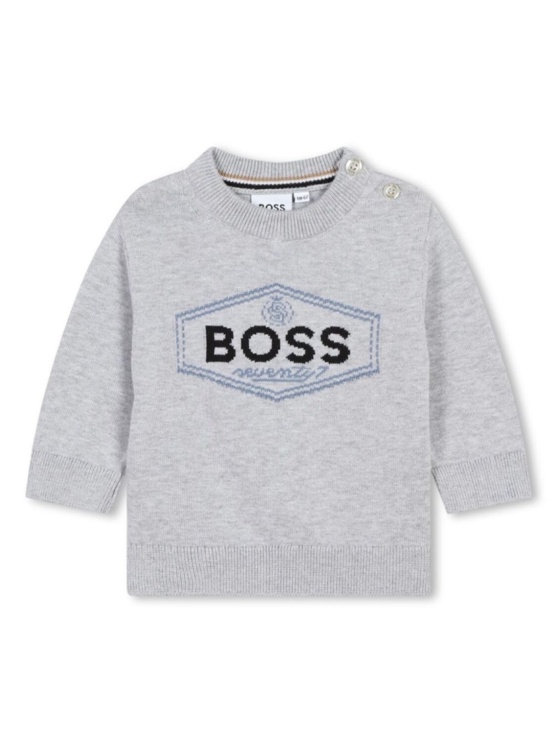 

BOSS Kidswear джемпер вязки интарсия с логотипом, серый