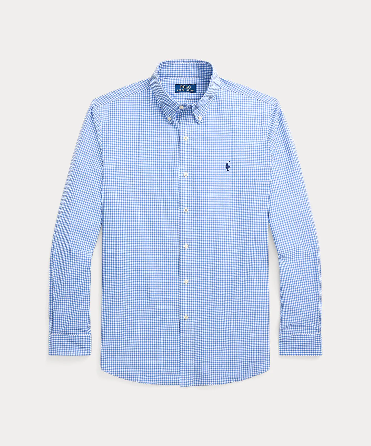 Мужская рубашка классического кроя из хлопка с эластаном Polo Ralph Lauren Classic Fit Check синяя — фото 2