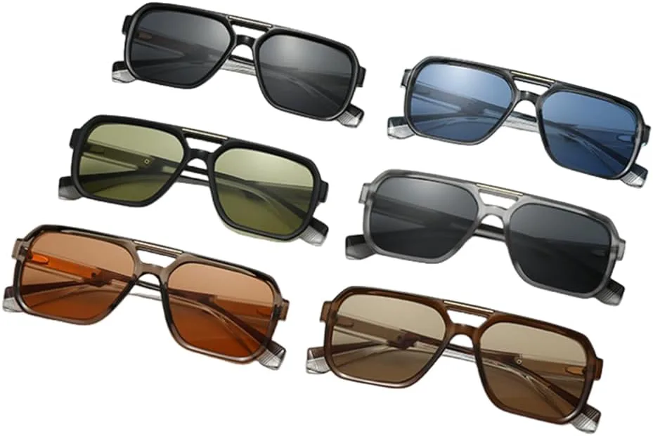 

Ретро-солнцезащитные очки с двойной перемычкой для женщин, роскошные цветные, повседневные очки для мужчин, защита от УФ-излучения UV400 VVTWSSW, Grey Black