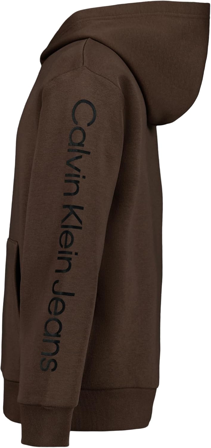 Толстовка с длинным рукавом Calvin Klein для мальчиков, флисовая толстовка с капюшоном, Impact Coffee Quartz — фото 2