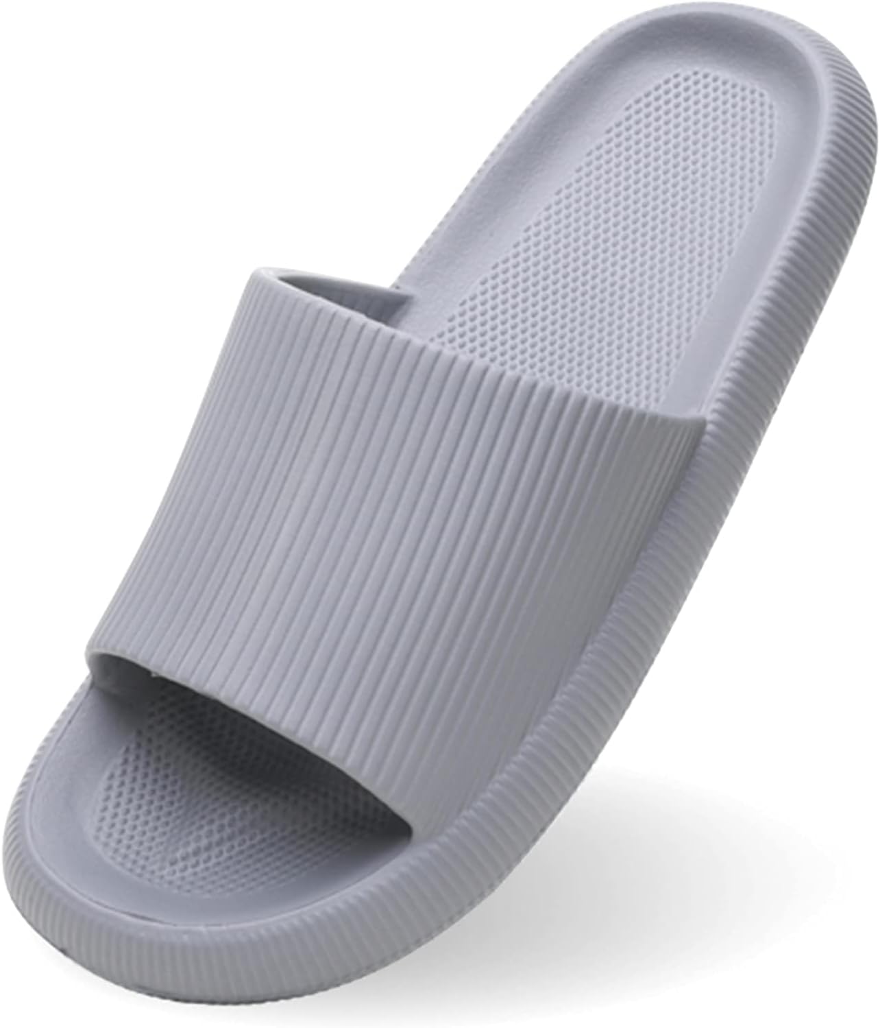 

Элегантные домашние тапочки для женщин и мужчин, быстросохнущие, нескользящие, с открытым носком, на толстой подошве, серые Stunner