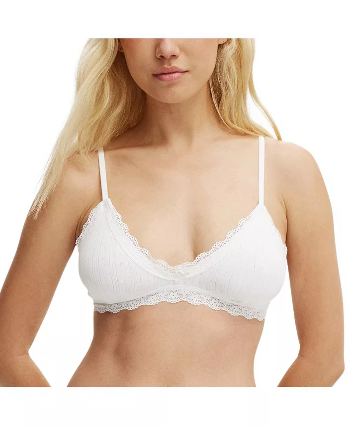 

Женский бюстгальтер-бралетт с треугольными чашечками и хлопковым кружевом COTTON ON, белый