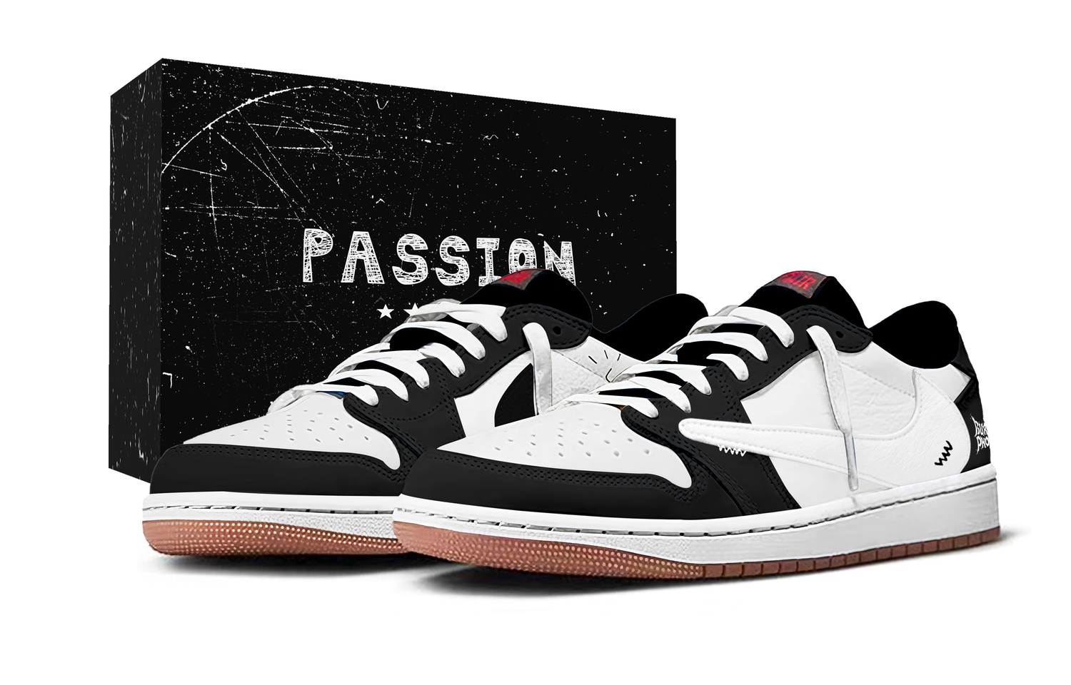 

Travis Scott x Air 1 Reverse Trend, Travis Scott X AJ1 Low Box Abrasion Resistant Low top Jordan, черный