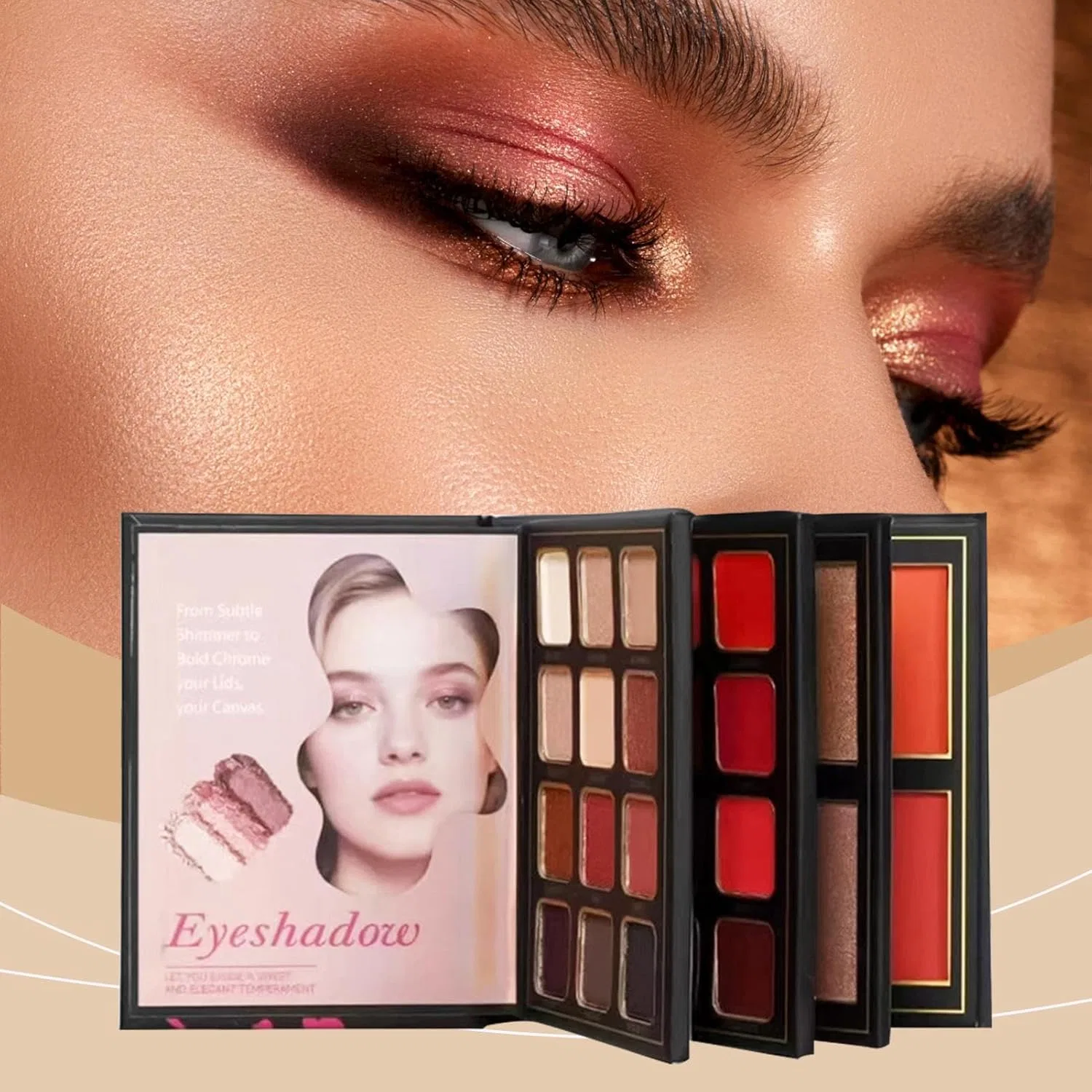 Палетка хайлайтеров и румян Makeup Book Palette 4-слойная — фото 3