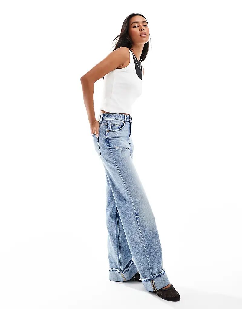 

Джинсы Stradivarius D92 прямого кроя с широкими штанинами из синего денима