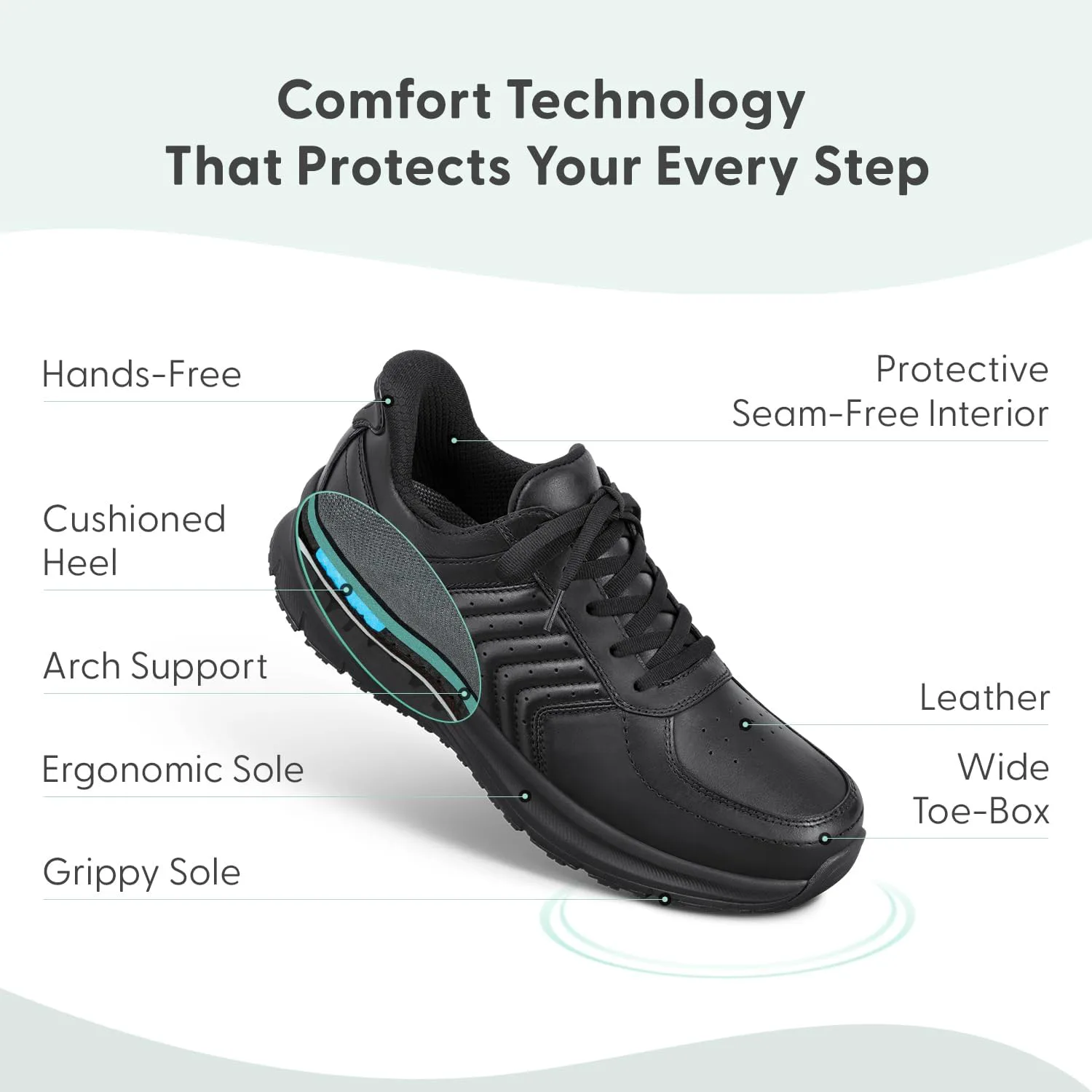 Мужские ортопедические кроссовки Orthofeet Navigate без шнурков, черный — фото 3
