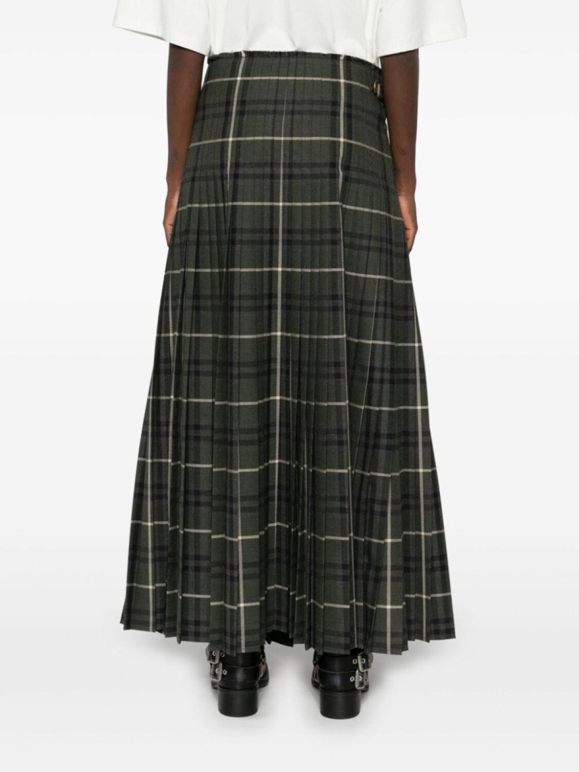Юбка макси Burberry Vintage Check, плиссированная, темно-зеленый — фото 4