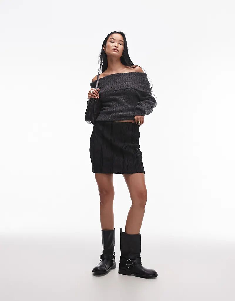 

Мини-юбка плиссе черного цвета Topshop