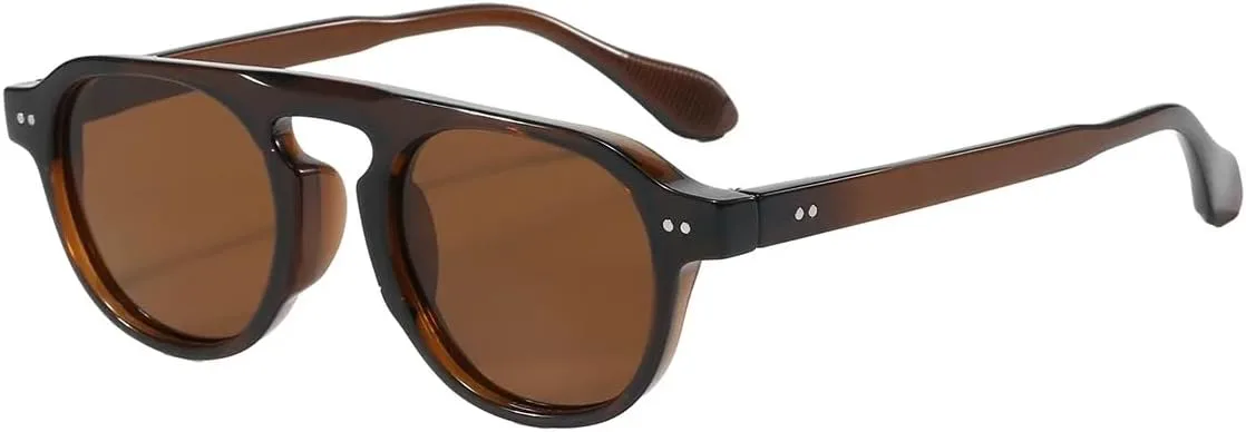 

Модные женские квадратные солнцезащитные очки, популярные мужские винтажные очки с заклепками, панк-очки, очки с защитой от УФ-излучения UV400 UATXTAU, Brown