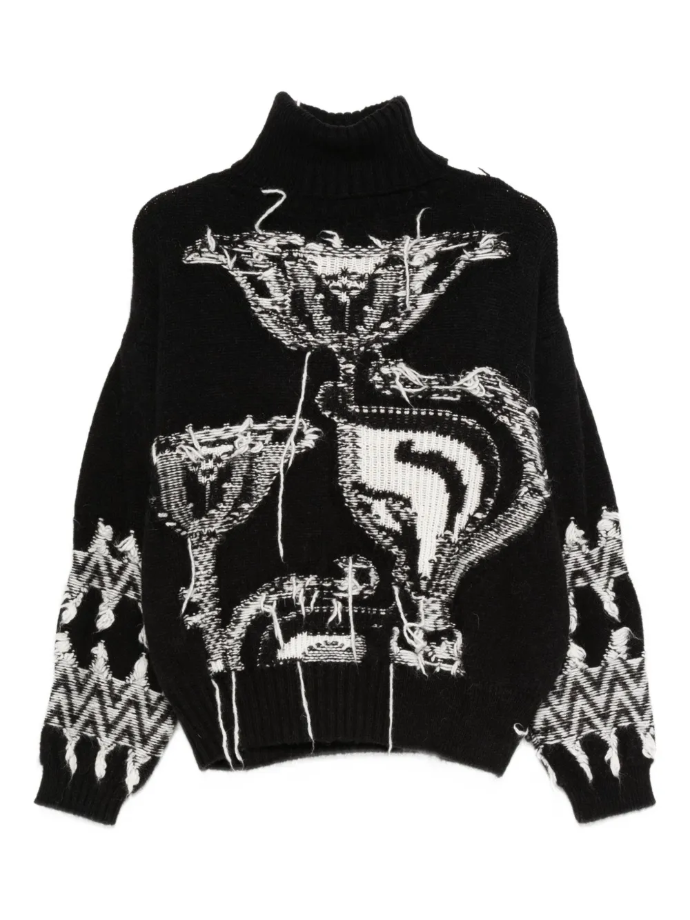 

Свитер с узором и воротником-стойкой Circus Hotel, черный