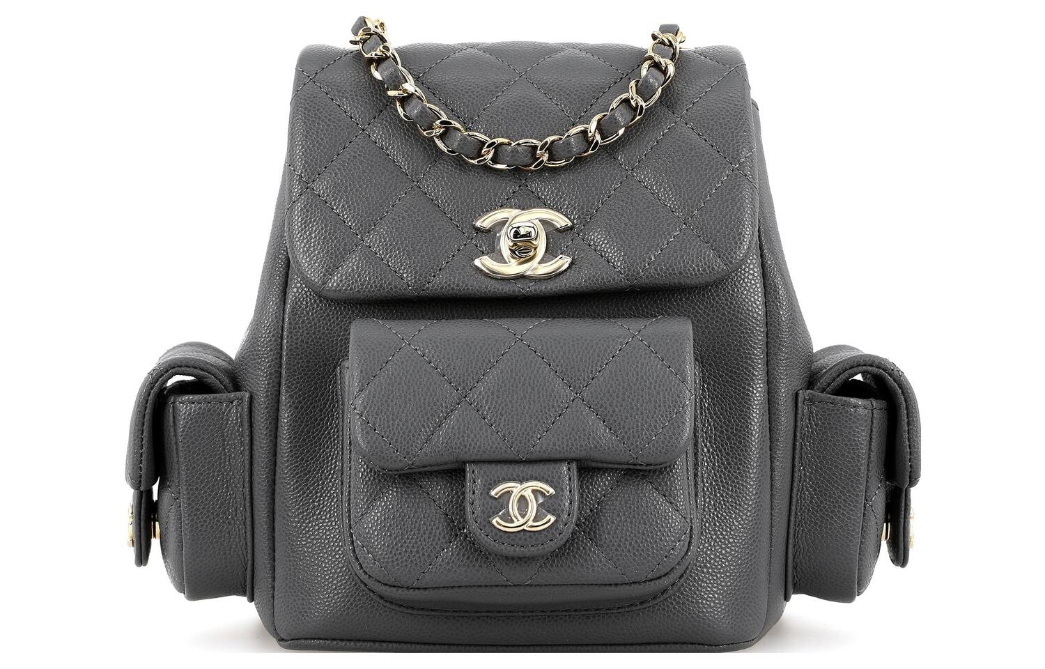 Сумка-рюкзак Small Duma 23K из зерненой телячьей кожи темно-серого цвета AS4399 CHANEL — фото 2
