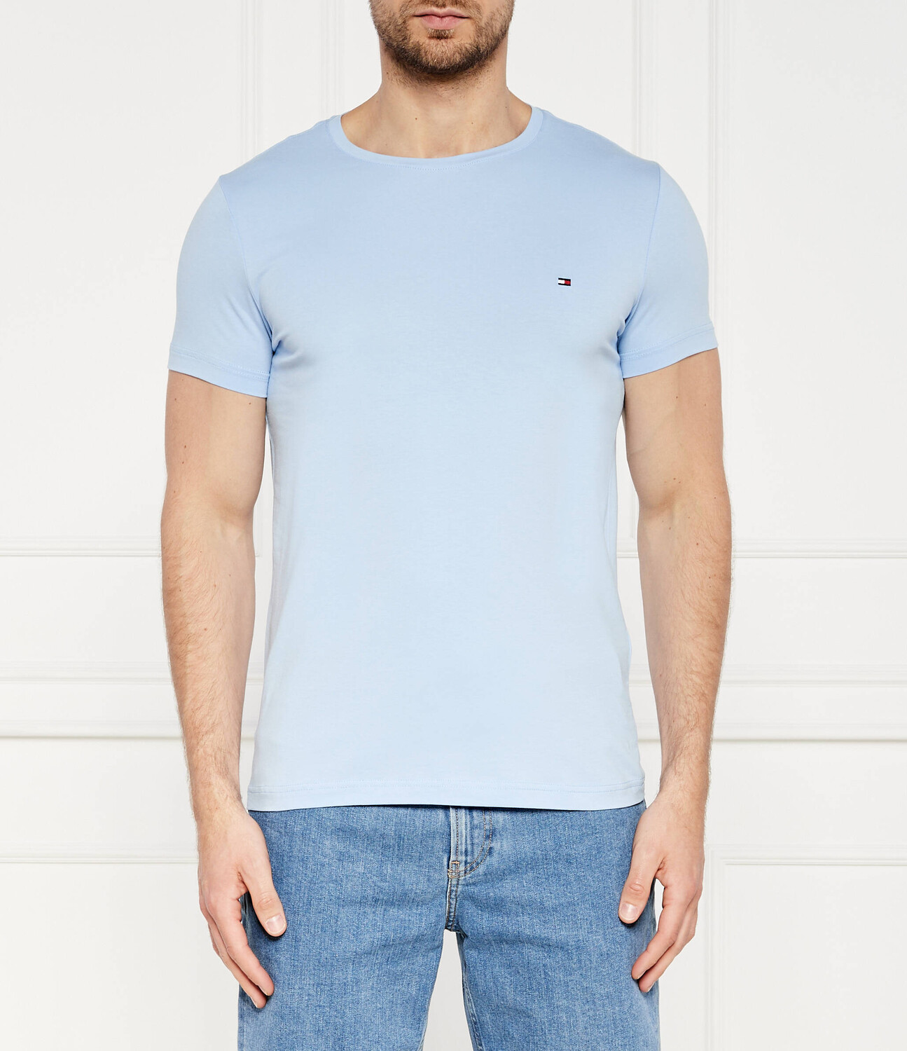 

Футболка Tommy Hilfiger Extra slim fit stretch, небесно-голубой