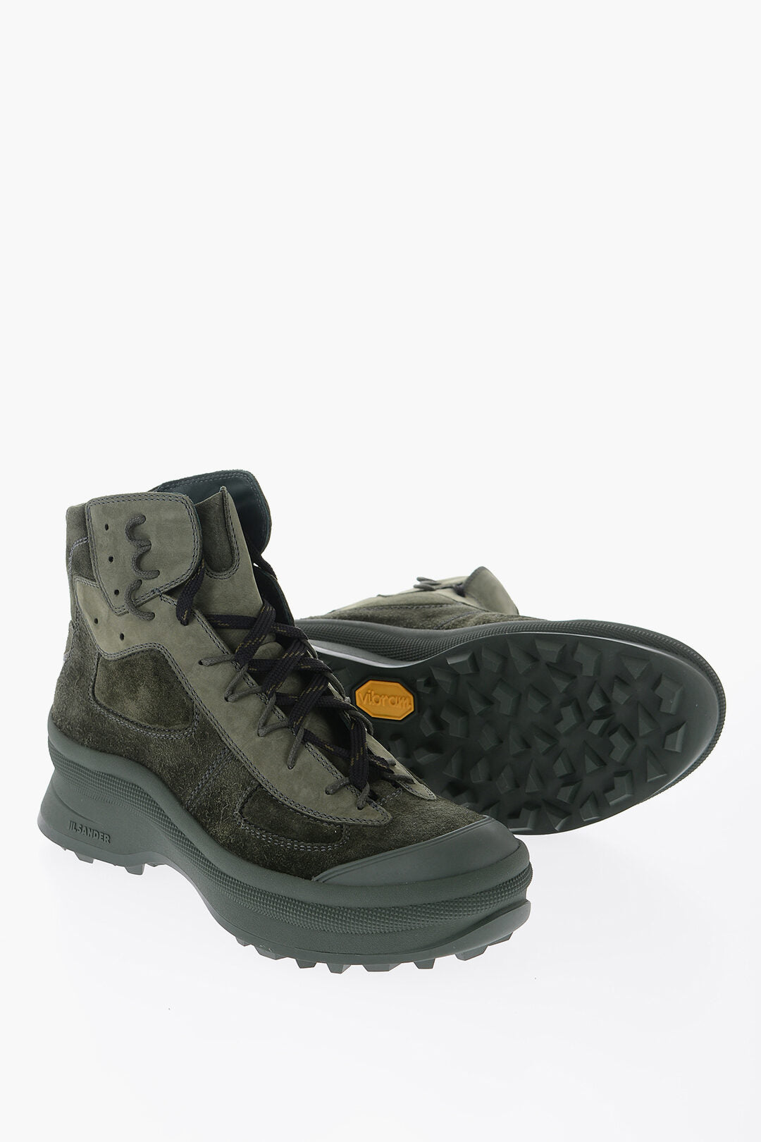 

Высокие кроссовки Jil Sander из замши и кожи с подошвой Vibram, зеленый
