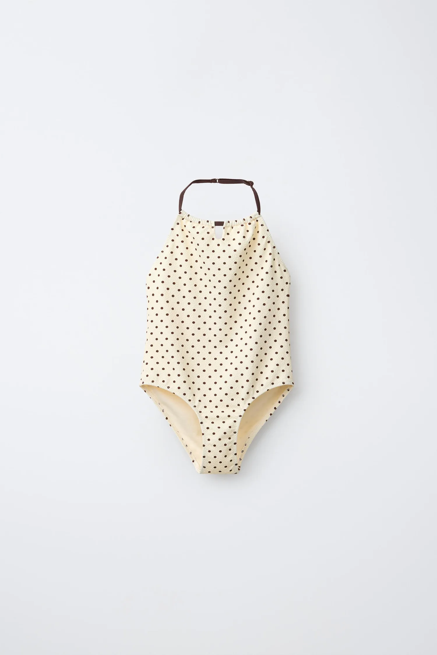 Для детей 6-14 лет / купальник в горошек с завязками на шее Zara, экрю