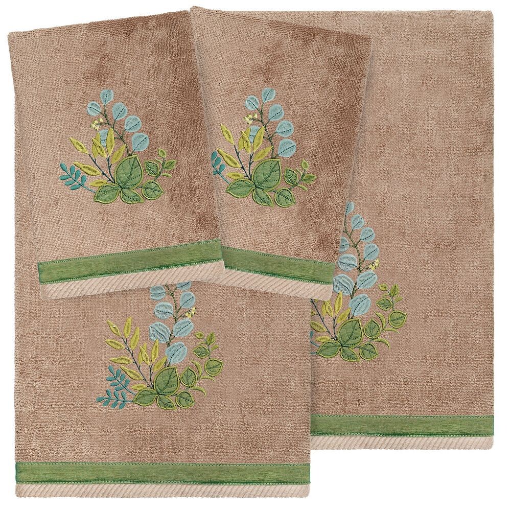 

Linum Home Textiles Турецкий хлопок Botanica Набор украшенных полотенец из 4 предметов, цвет Cocoa
