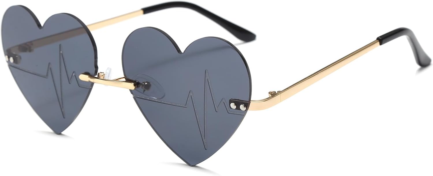 

Солнцезащитные очки YAMEIZE в винтажном стиле с оправой в форме сердца — зеркальные очки в форме сердца, модные и забавные очки для вечеринок и Хэллоуина, для женщин и мужчин, Black Grey