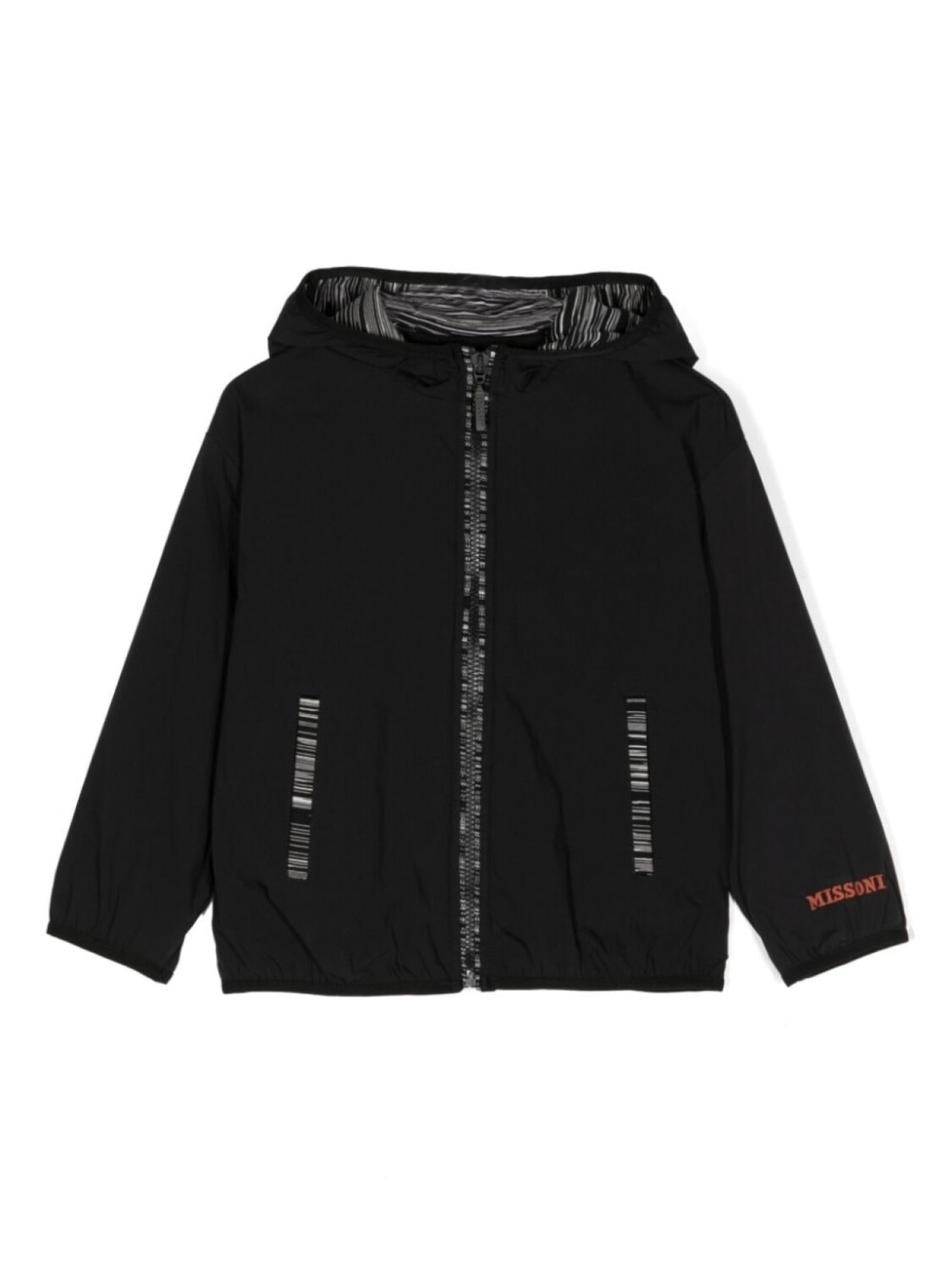 

Missoni Kids куртка с капюшоном и вышитым логотипом, черный