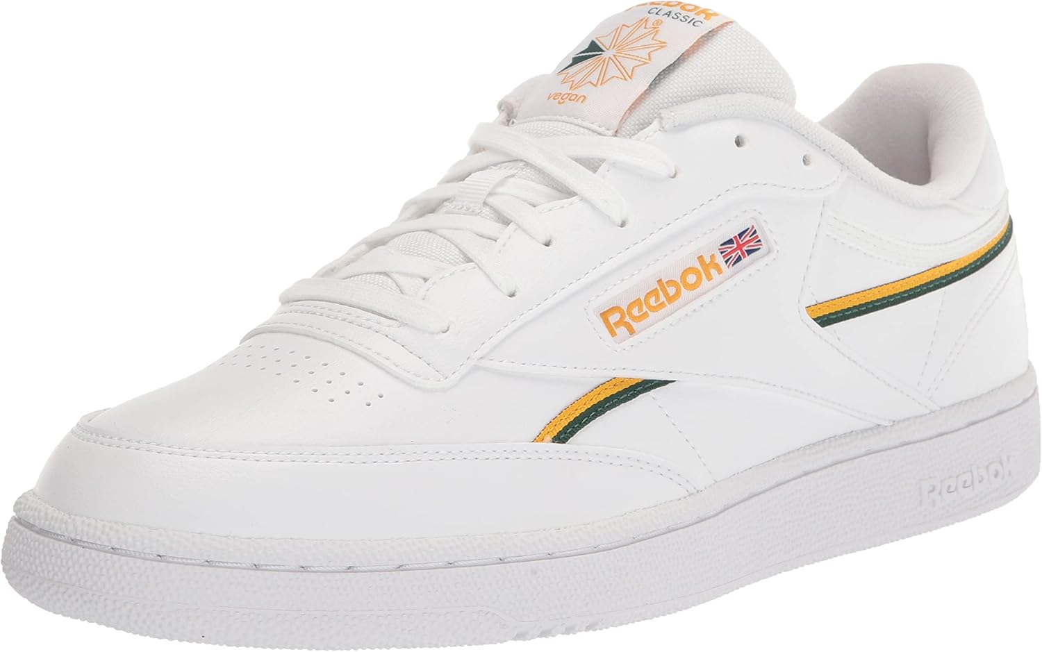 

Кроссовки Reebok Club C 85 для мужчин, белый/золотой/темно-зеленый