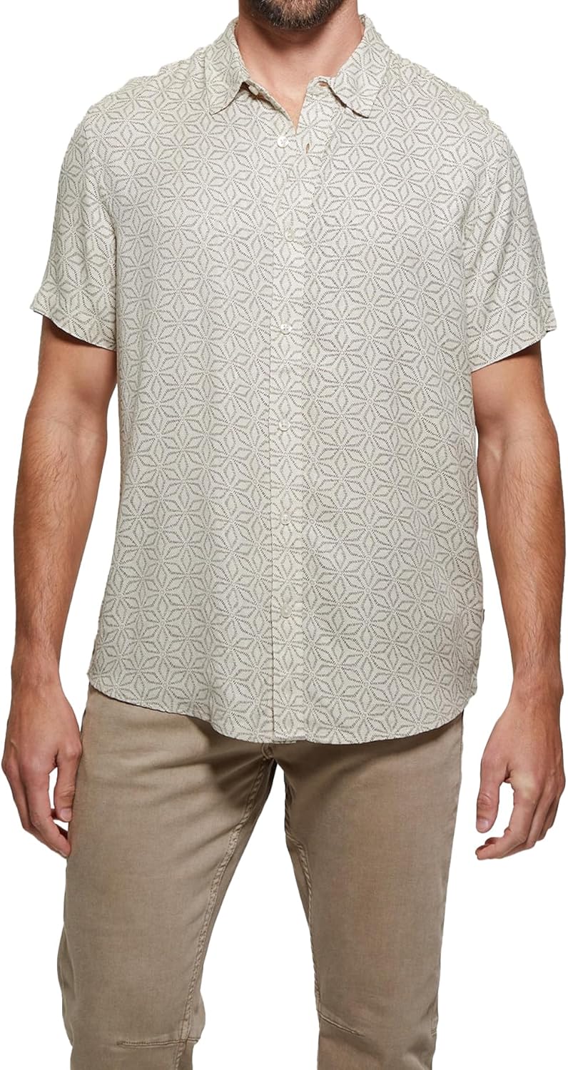 

GUESS Мужская рубашка Leo Dobby, Jet Black Multi