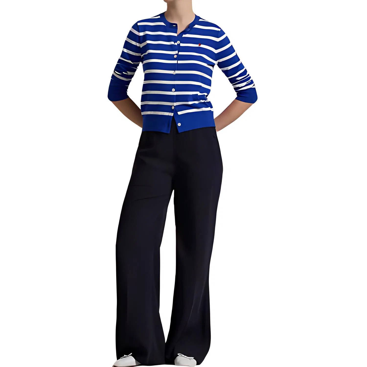 Кардиган вязаный полосатый с вышитым логотипом Polo Ralph Lauren, Blue — фото 4