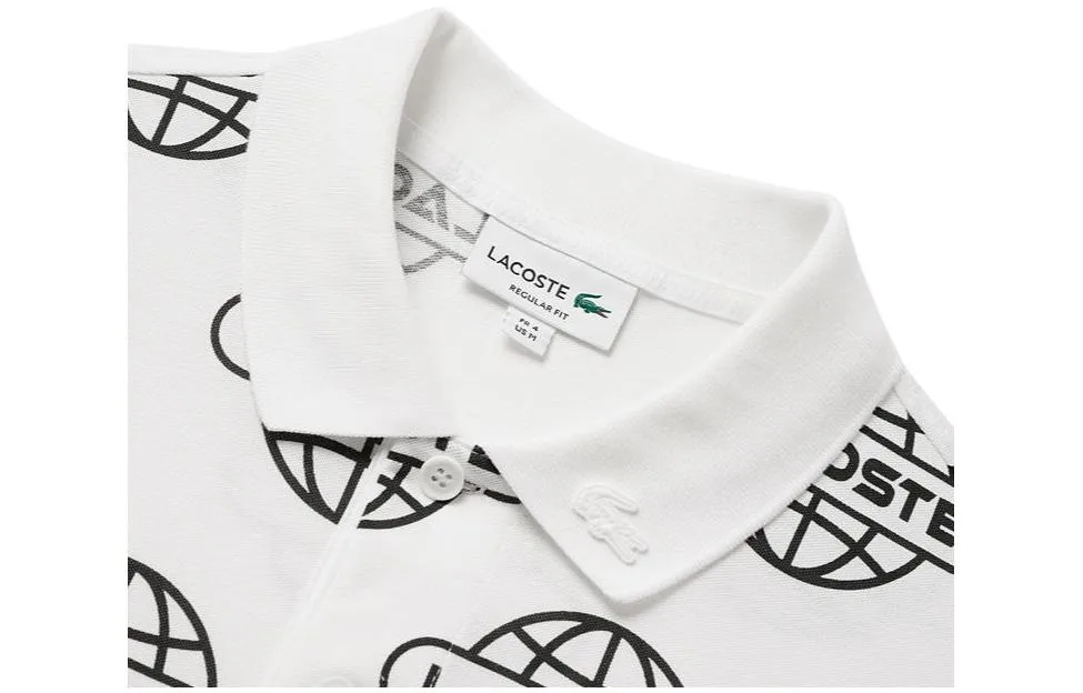 Поло с принтом globe LACOSTE, White/Black Print — фото 4