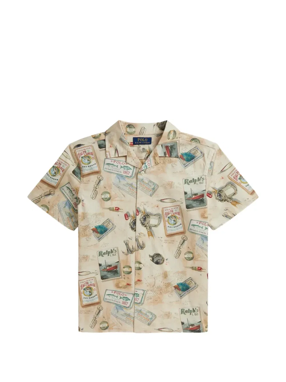 Рубашка с принтом POLO RALPH LAUREN KIDS, бежевый