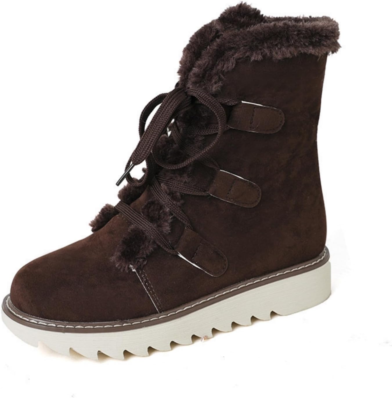 

Женские зимние ботинки на шнуровке с меховой подкладкой, ботильоны до щиколотки. Мужские снегоступы без подошвы, теплые короткие ботинки Zyuoel, Coffee