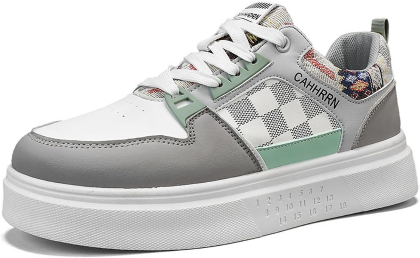 

Мужские модные кроссовки на платформе MACEFIL, клетчатая аппликация, кожа, удобные повседневные кроссовки для прогулок, белый/зеленый