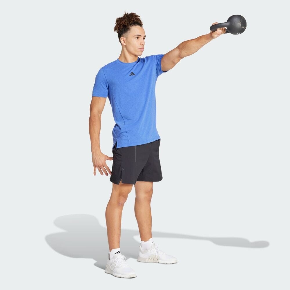 Футболка Adidas DESIGNED FOR TRAINING Workout short sleeve T-shirt, цвет Semi-Cid Blue — фото 3