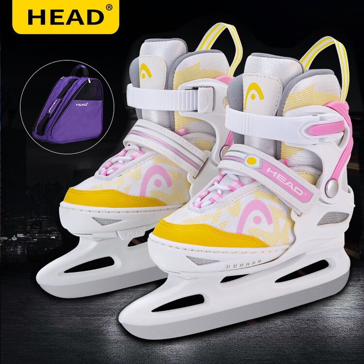 

HEAD Детские раздвижные роликовые коньки Austrian для начинающих, теплые лезвия для катания на льду, лезвия для фигурного катания, настоящие коньки W20 Pink Figure Skates + фиолетовая сумка, размер 36