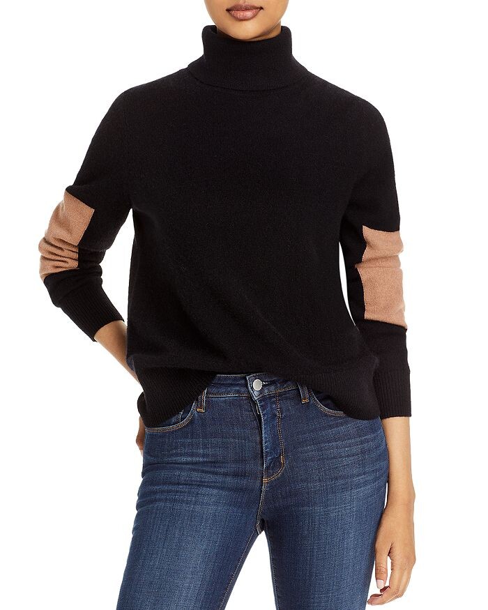 

Кашемировый свитер C by Bloomingdale's Cashmere Color Block с локтями, черный