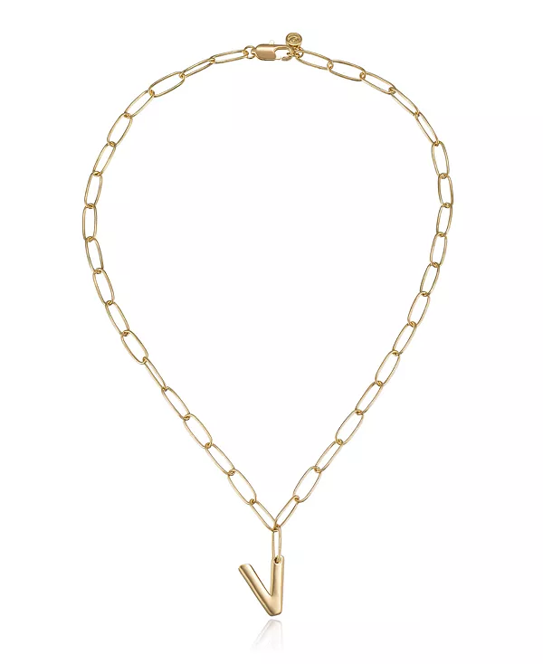 

Ожерелье с инициалами в виде цепочки-скрепки Ettika, gold-v