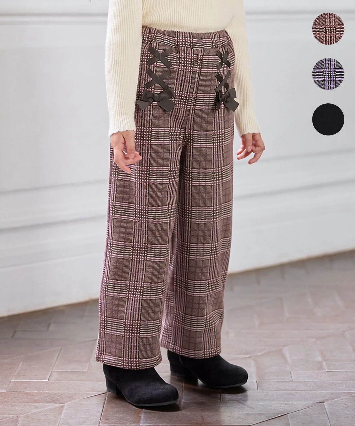 Детские штаны широкие с шерстью внутри Lace-up Wide Pants ANY KIDS коричневые