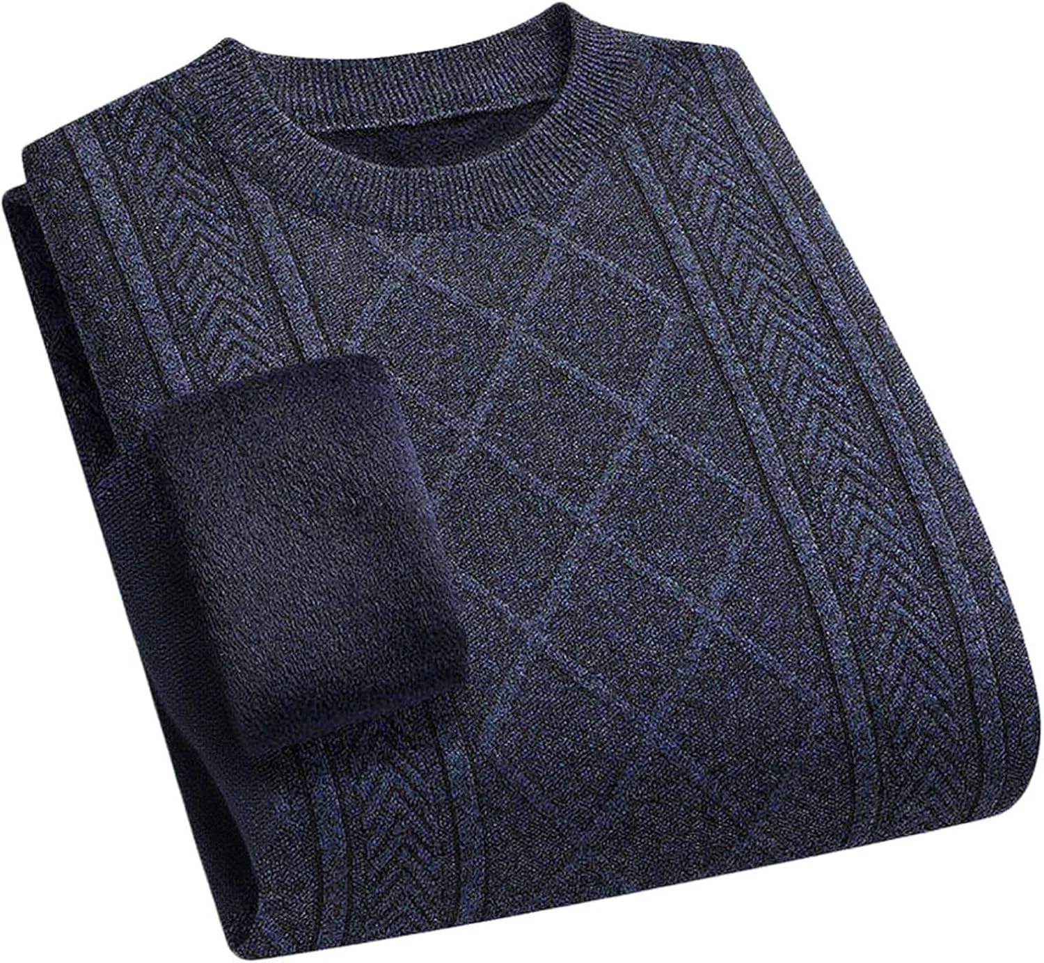 

Мужской теплый свитер с подкладкой из шерпы, кабельной вязкой, для осени и зимы QUNPIU