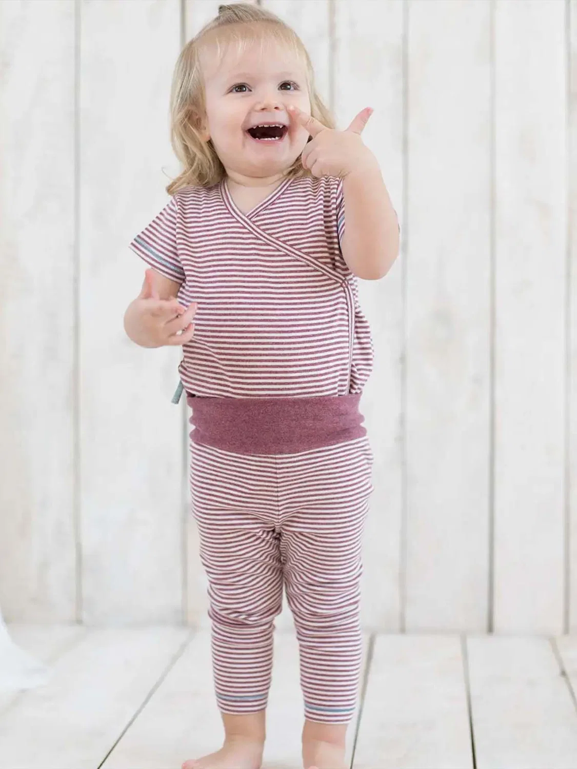 Комбинезон/боди 'OrganicEra Organic Baby S/S Kimono Body, Striped' Organicera, Bordeaux — фото 3