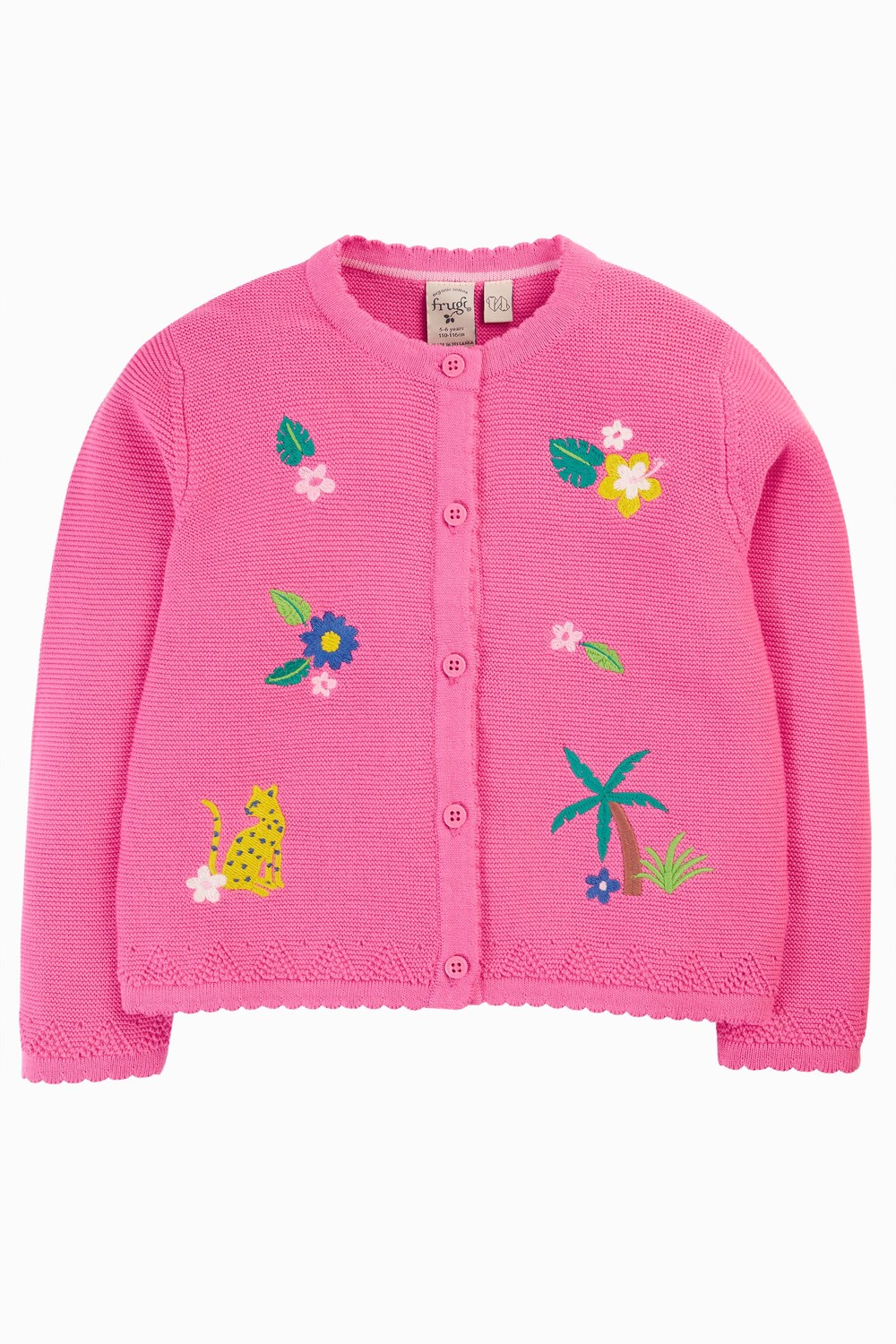 

Розовый девичий кардиган с вышивкой Frugi, розовый