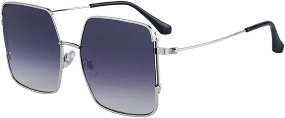 

Крупные ретро-солнцезащитные очки в металлической оправе для женщин, защита от УФ-излучения UV400, солнцезащитные очки для мужчин LANGSER, Silver Gray Gradient