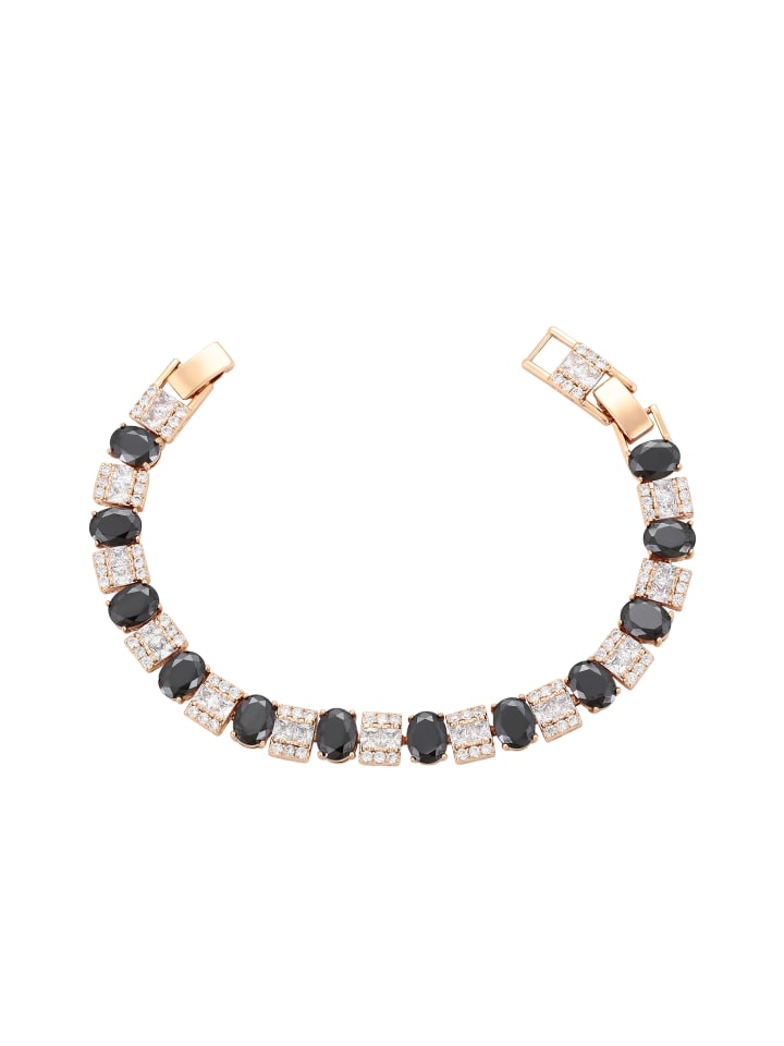 

Faina Женский браслет с кристаллами, цвет розовое золото, черный