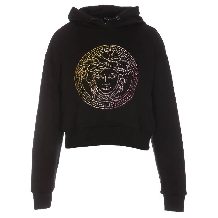 Худи Versace Medusa, украшенное кристаллами, черный