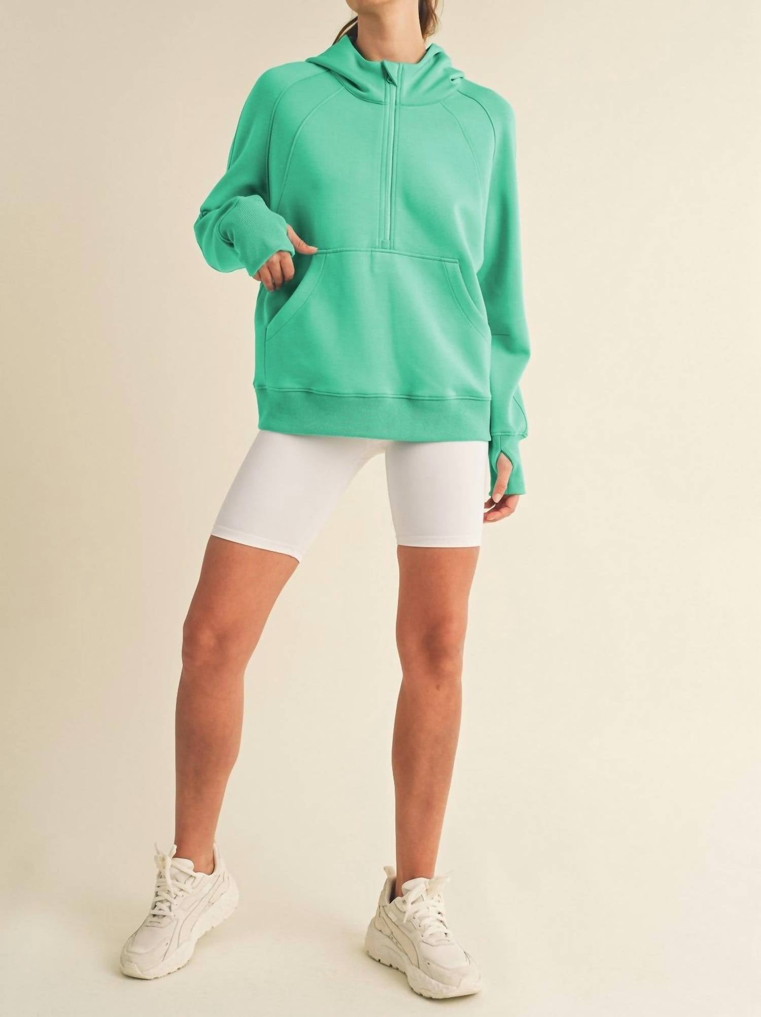 

Толстовка с капюшоном Scuba Quarter Zip цвета Mint Yelete