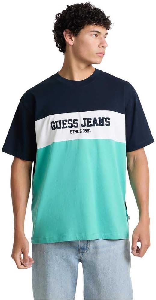 

Мужская повседневная футболка Guess Jeans SS CN OS Horizon Stripe Tee