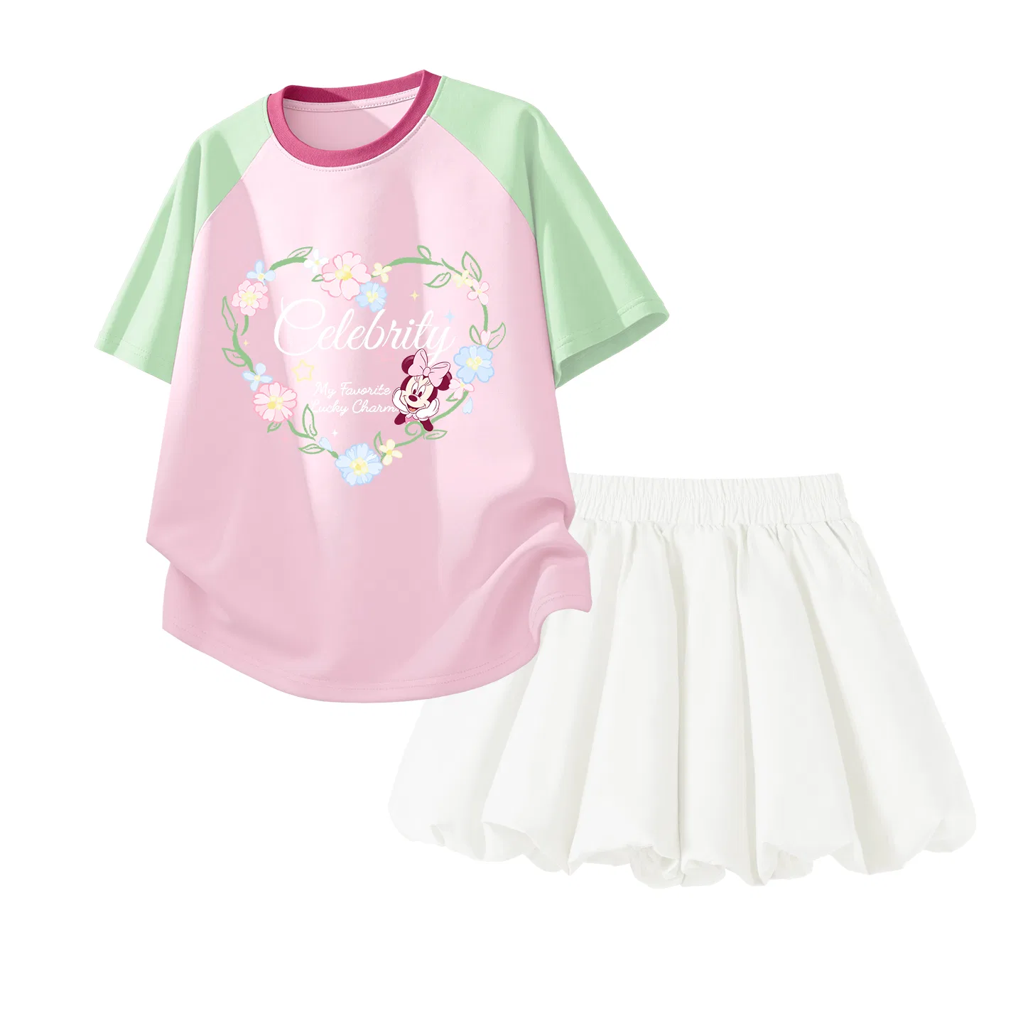 Спортивный костюм Disney Casual Sportswear 2 Piece Set для детей, зелено-розовый с белым