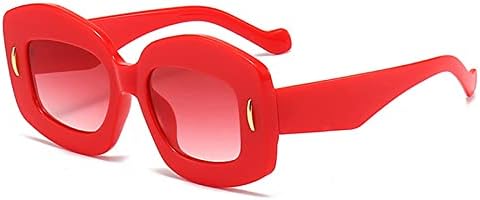 

Цветные квадратные солнцезащитные очки для женщин, модные солнцезащитные очки с градиентными оттенками UV400, винтажные мужские солнцезащитные очки с заклепками MTZJH, Red Red Gradient