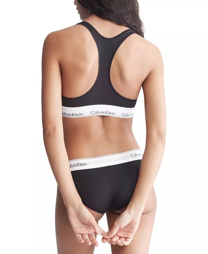 Женский современный хлопковый бюстгальтер без косточек F3785 Calvin Klein, черный — фото 4