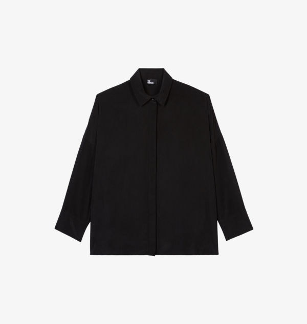

Шелковая рубашка с прямым подолом The Kooples, черный