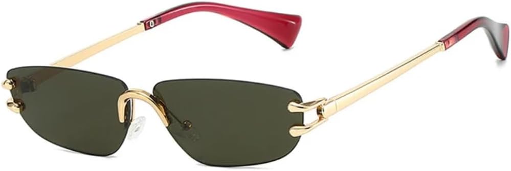 

Солнцезащитные очки с защитой от УФ-излучения UV400 | Без оправы, металлические, в стиле «кошачий глаз» | для женщин и мужчин, для занятий спортом на открытом воздухе и вождения DSVIGF, Gold-green