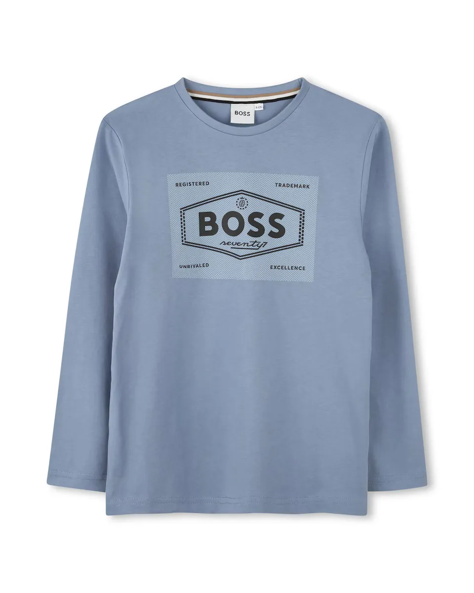 

Футболка для мальчика с длинными рукавами из 100% хлопка BOSS Kidswear, серый